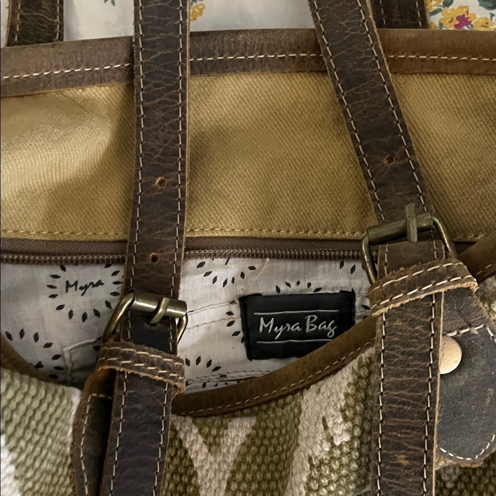 Myra Bag Olive and Tan Handbag
